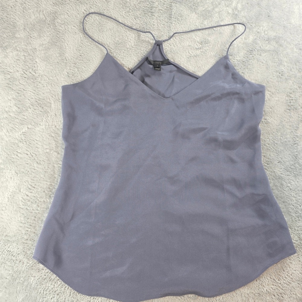 J.Crew Women 4 Purple Blue Silk Carrie Camisole Racerback V-Neck Tank Top